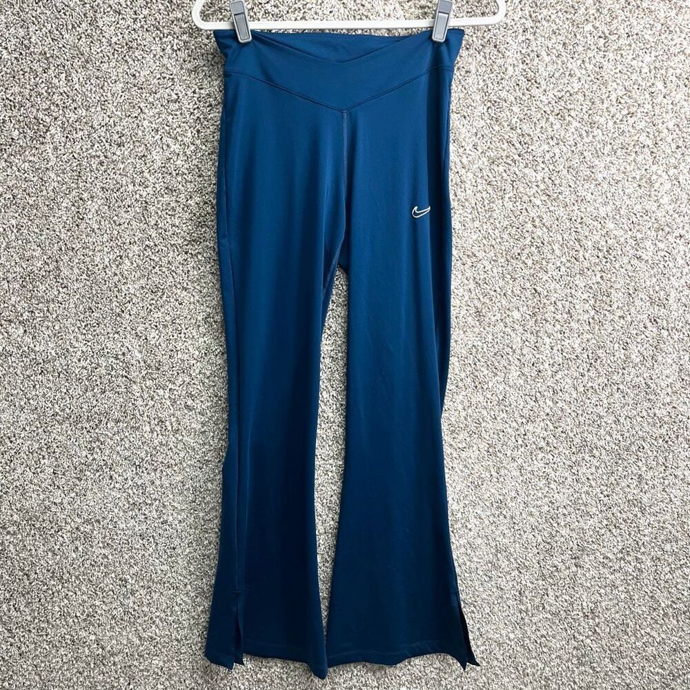 Nike Legging Pants Women’s Medium Blue Tight‎ Fit Mid Rise Pull On Flare Slit